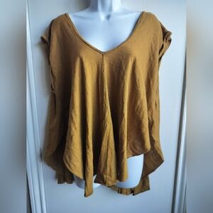 We The Free Mustard V-Neck Flowy Top Sz S
